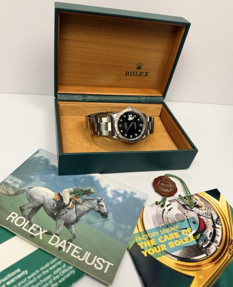 Rolex Datejust Thunderbird 16264 Black Dial Serviced Mens Watch Box Papers - Coyle Fine Jewelry & Timepieces