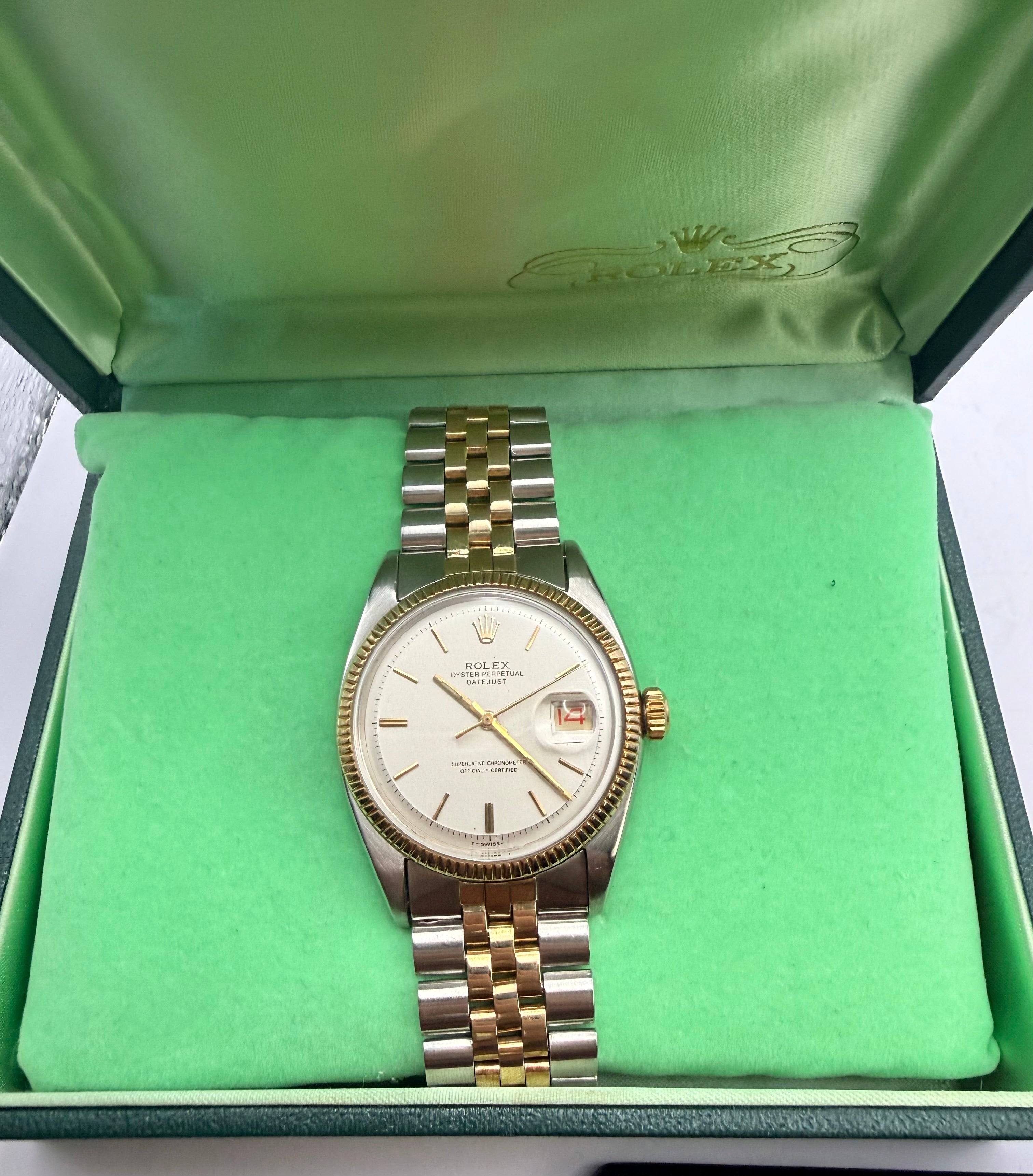 Rolex Datejust 6605 36mm Two Tone Roulette Date Jubilee Box & Card