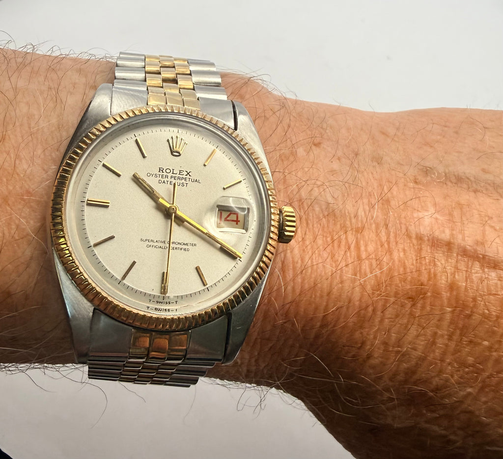 Rolex Datejust 6605 36mm Two Tone Roulette Date Jubilee Box & Card