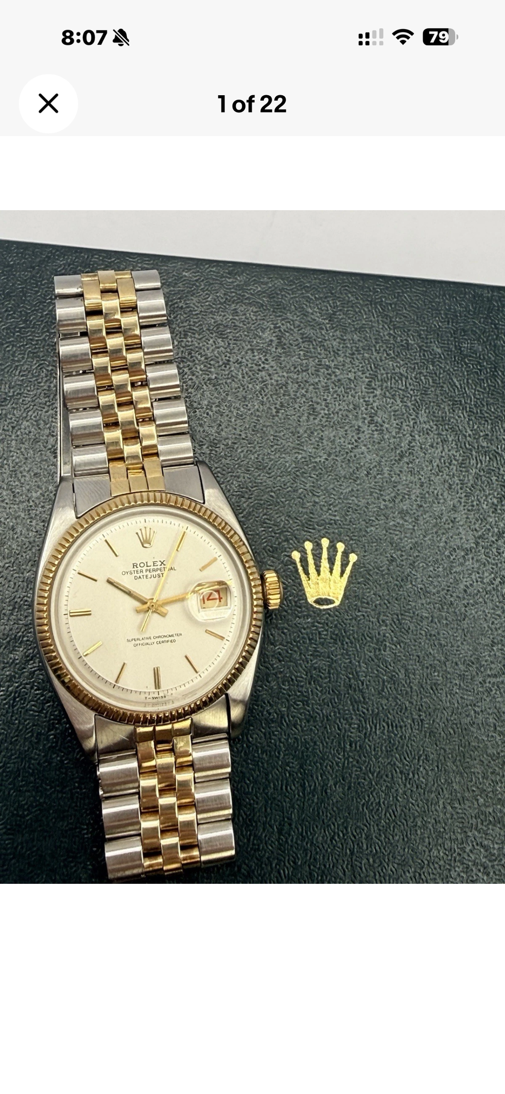 Rolex Datejust 6605 36mm Two Tone Roulette Date Jubilee Box & Card