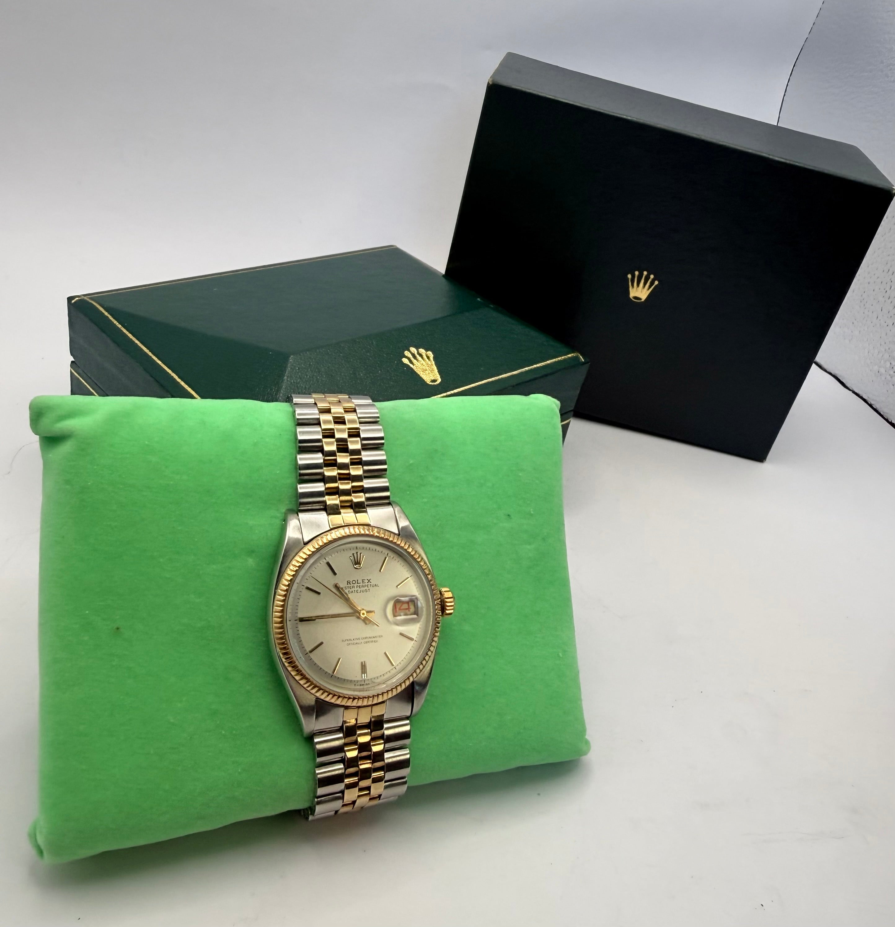 Rolex Datejust 6605 36mm Two Tone Roulette Date Jubilee Box & Card