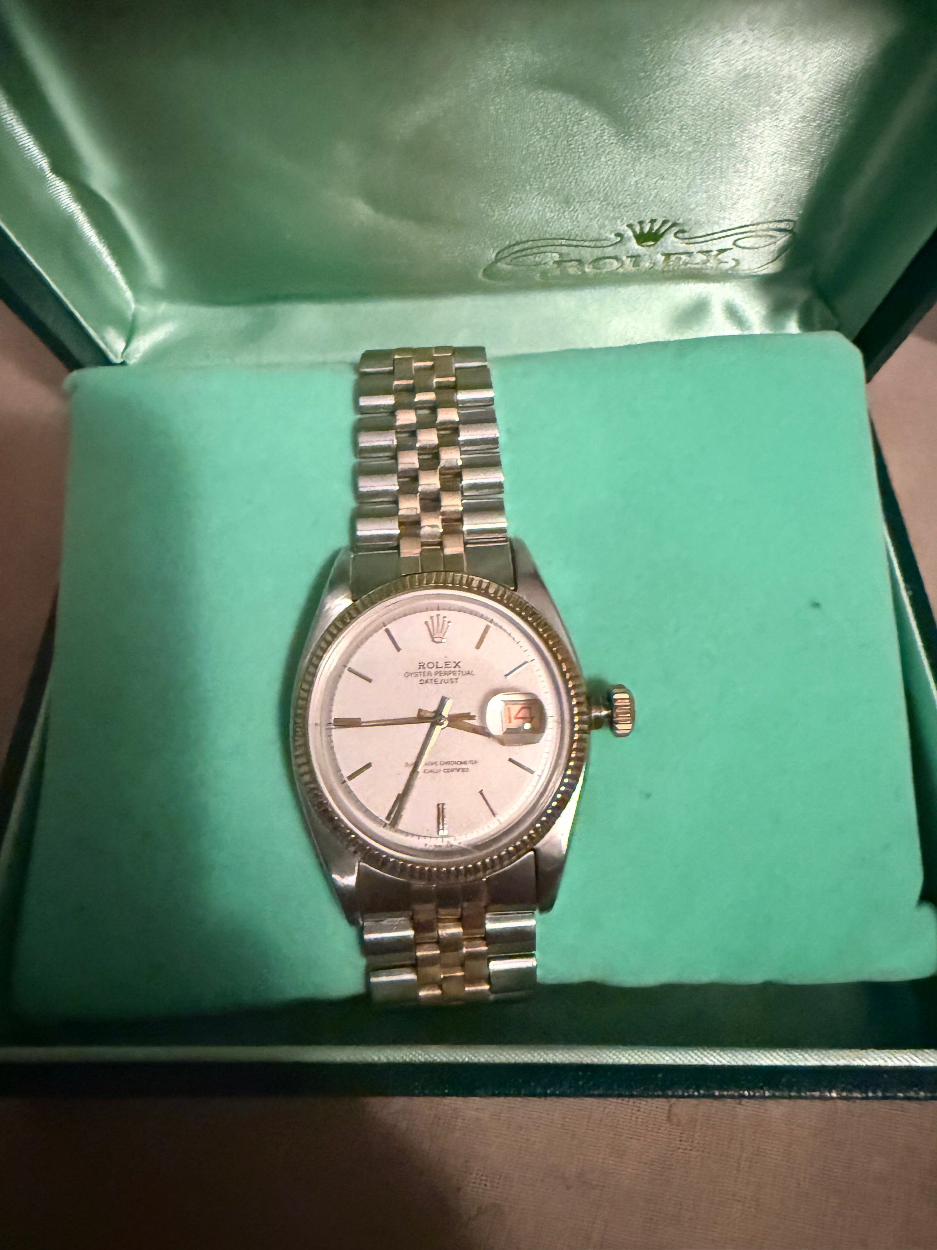 Rolex Datejust 6605 36mm Two Tone Roulette Date Jubilee Box & Card