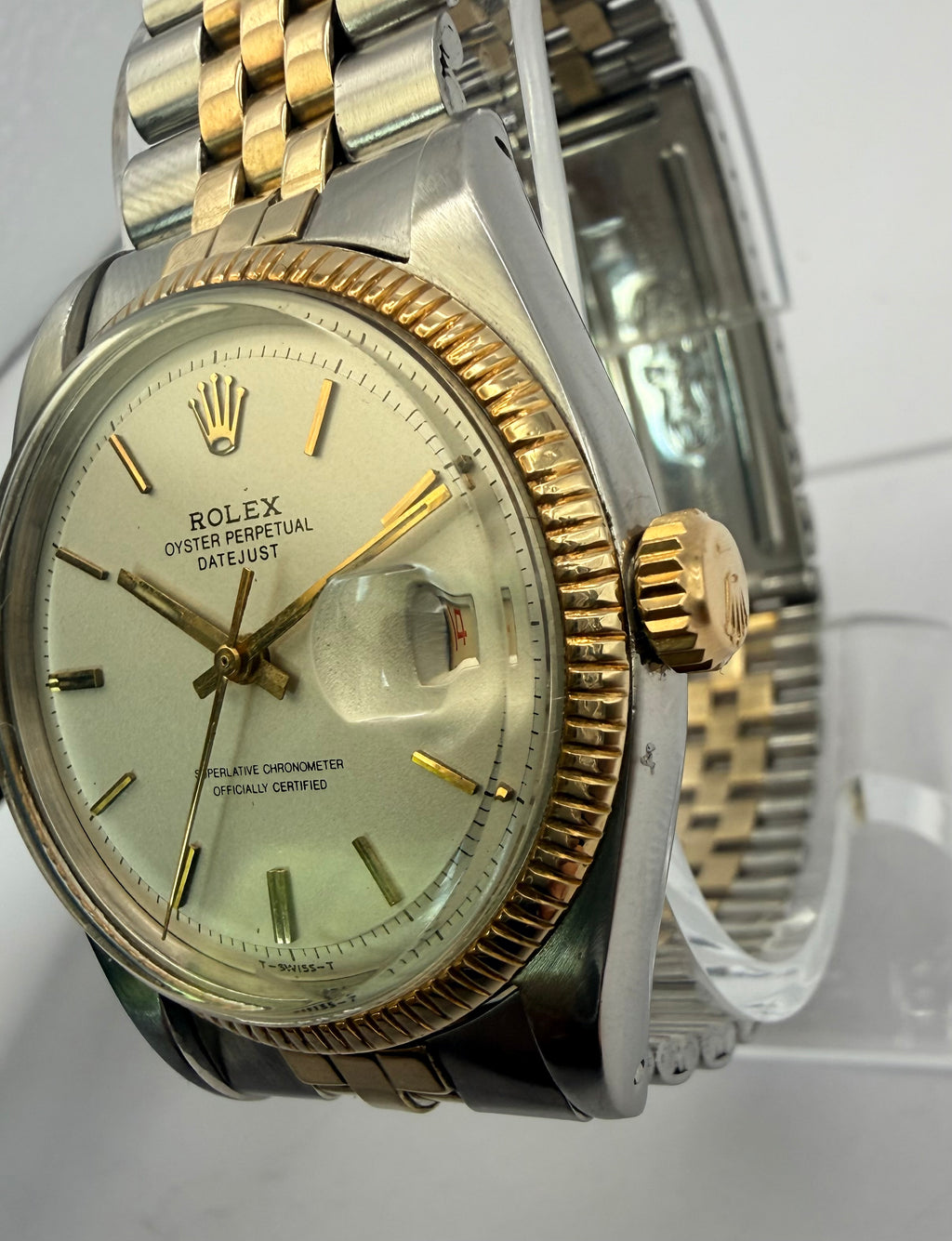 Rolex Datejust 6605 36mm Two Tone Roulette Date Jubilee Box & Card