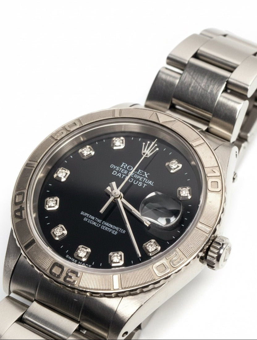 Rolex Datejust Thunderbird 16264 Black Dial Serviced Mens Watch Box Papers - Coyle Fine Jewelry & Timepieces