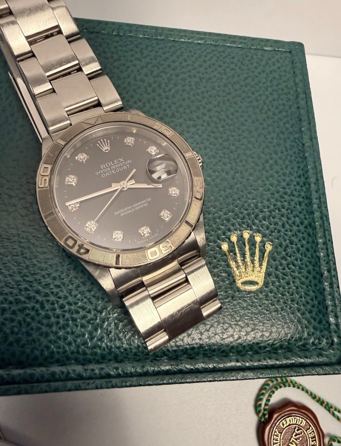 Rolex Datejust Thunderbird 16264 Black Dial Serviced Mens Watch Box Papers - Coyle Fine Jewelry & Timepieces