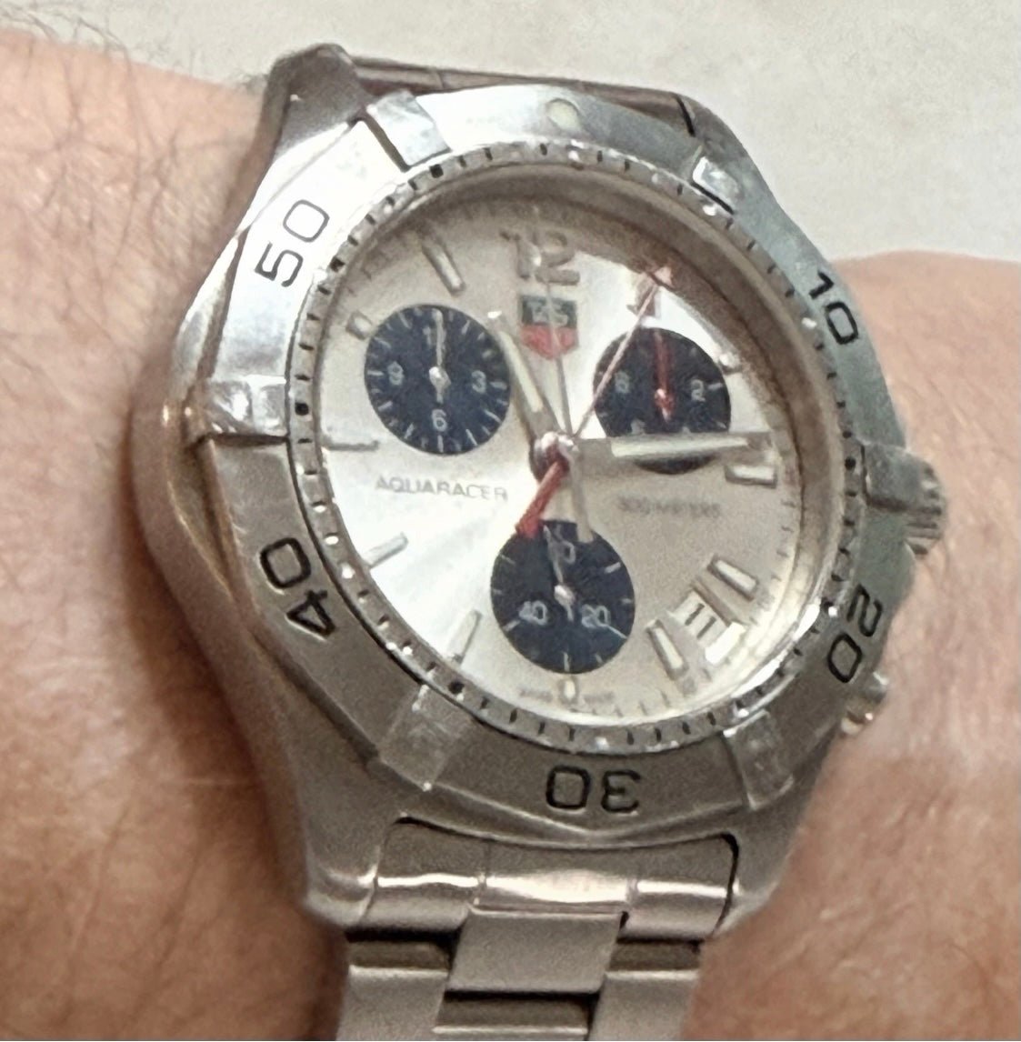 TAG Heuer Aquaracer Chronograph CAF1111 Silver Dial Quartz 41mm Men’s Watch - Coyle Fine Jewelry & Timepieces