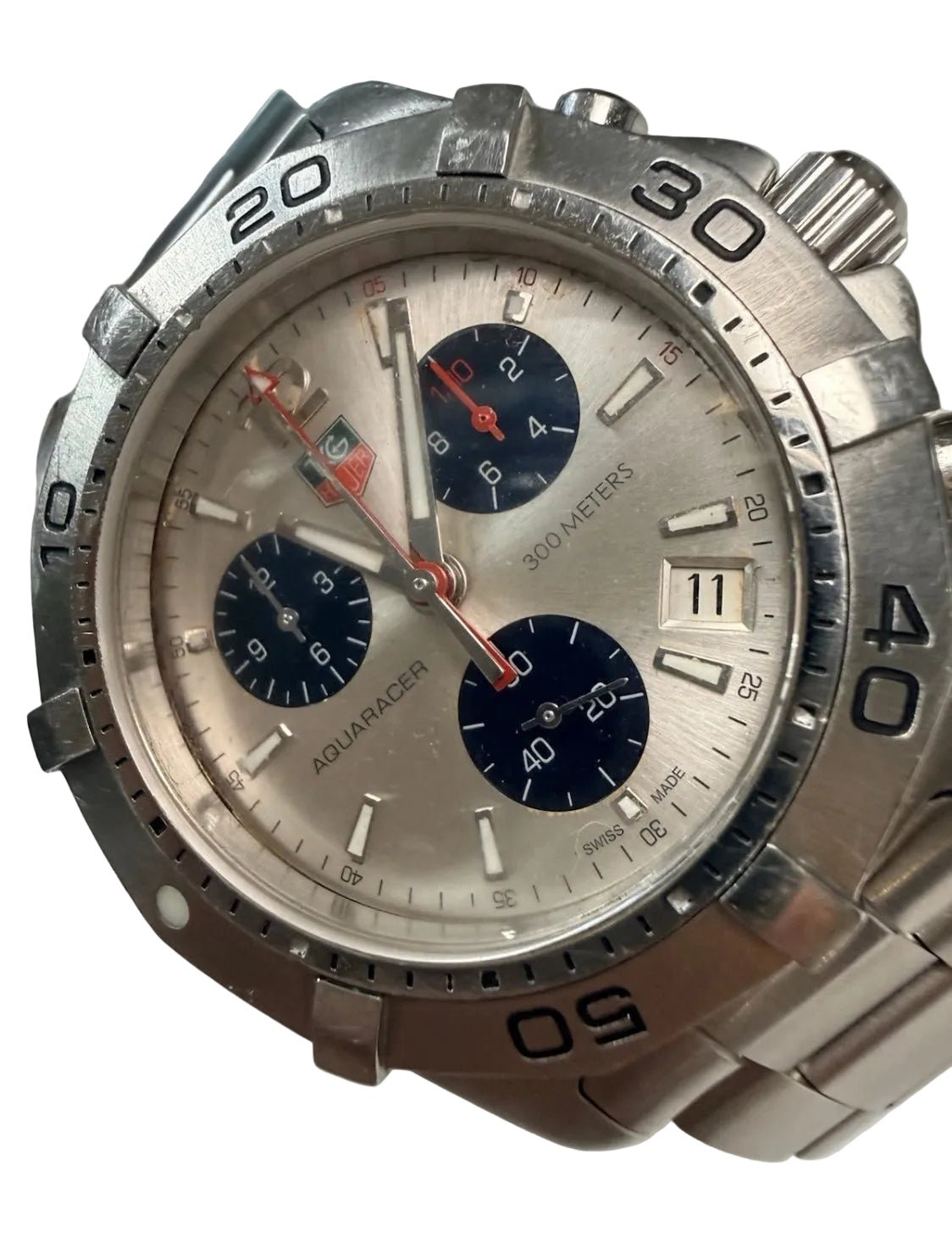 TAG Heuer Aquaracer Chronograph CAF1111 Silver Dial Quartz 41mm Men’s Watch - Coyle Fine Jewelry & Timepieces