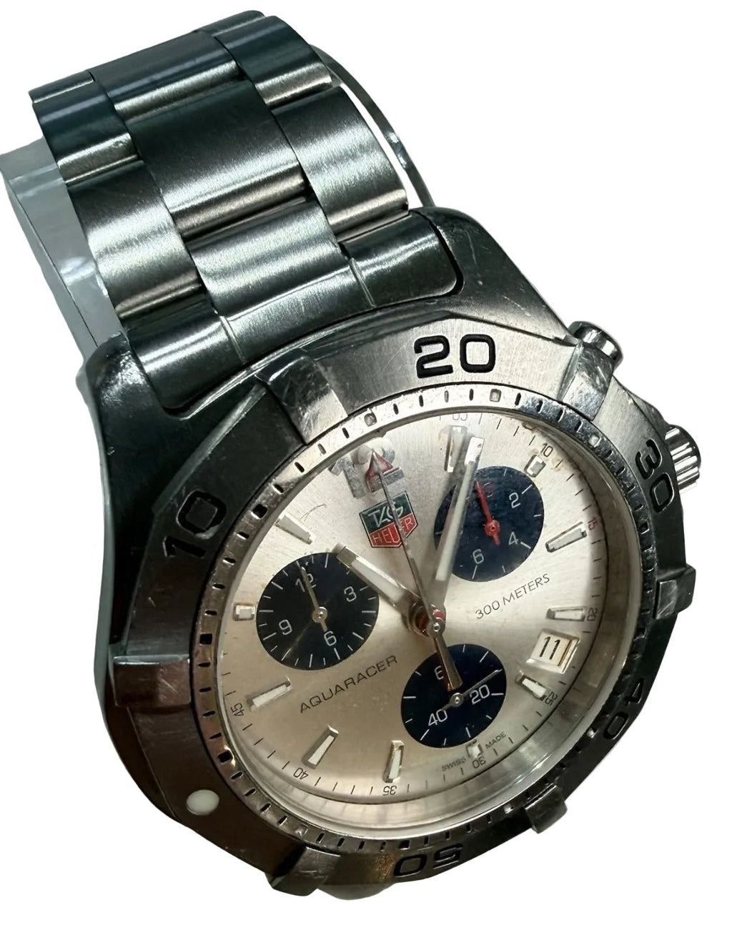 TAG Heuer Aquaracer Chronograph CAF1111 Silver Dial Quartz 41mm Men’s Watch - Coyle Fine Jewelry & Timepieces