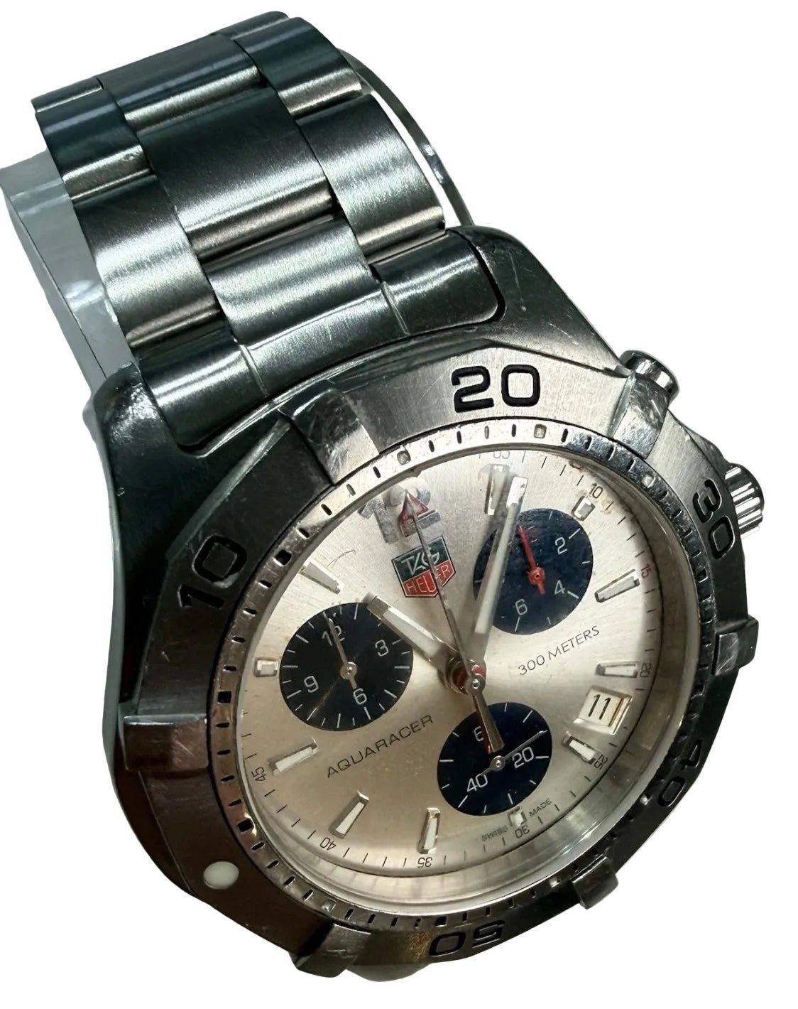 TAG Heuer Aquaracer Chronograph CAF1111 Silver Dial Quartz 41mm Men’s Watch - Coyle Fine Jewelry & Timepieces