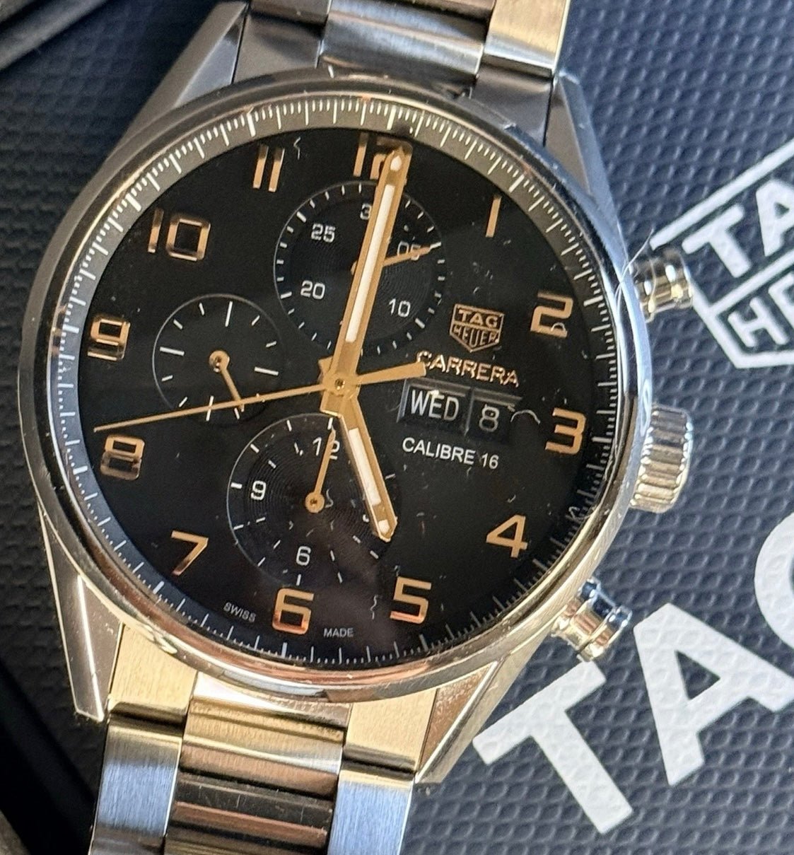 TAG Heuer Carrera Calibre 16 Day Date Chronograph CV2A1AB Full Set 43mm - Coyle Fine Jewelry & Timepieces
