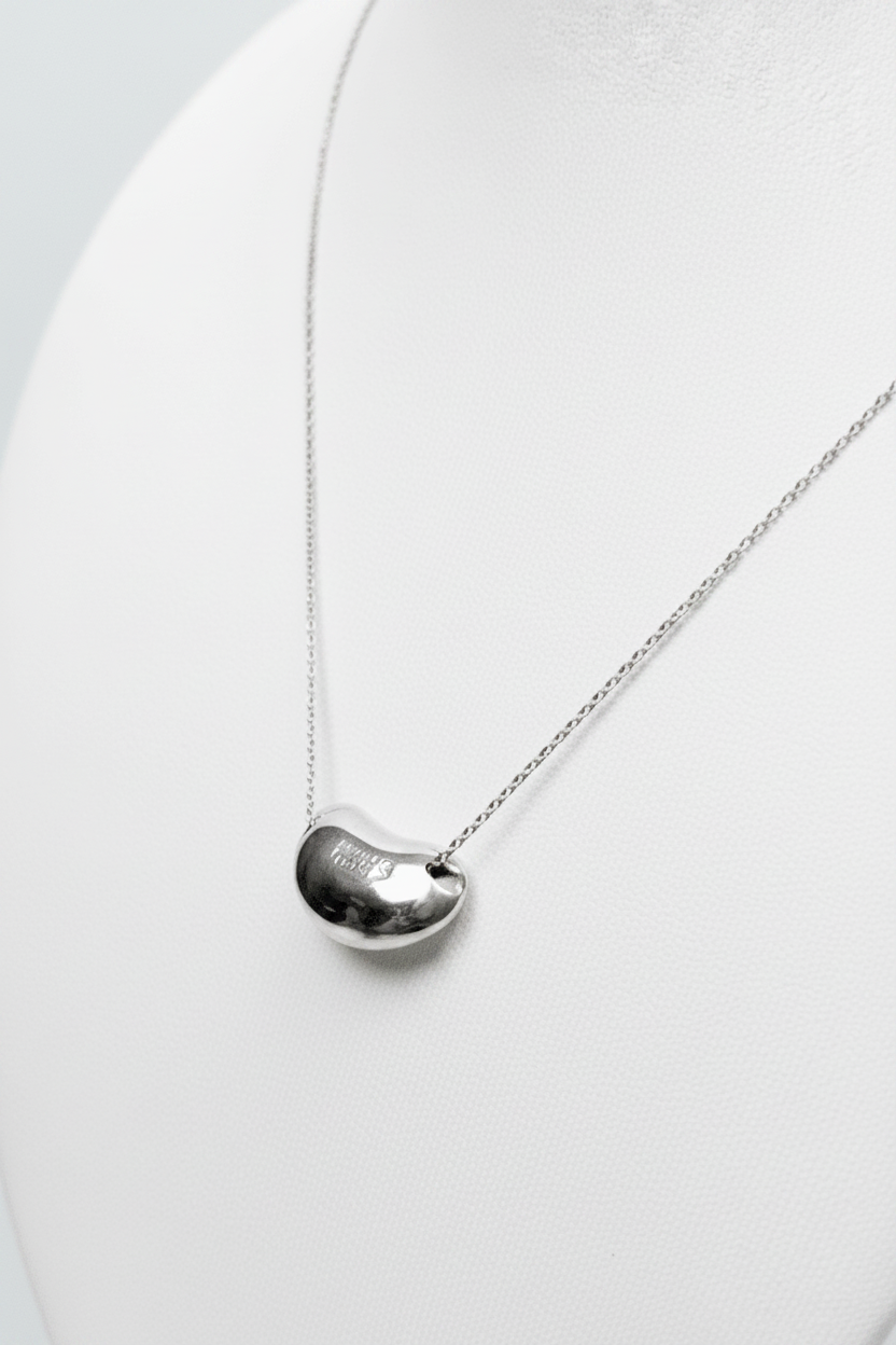 Tiffany & Co Elsa Peretti Bean Pendant Necklace Sterling Silver 16” 8g - Coyle Fine Jewelry & Timepieces