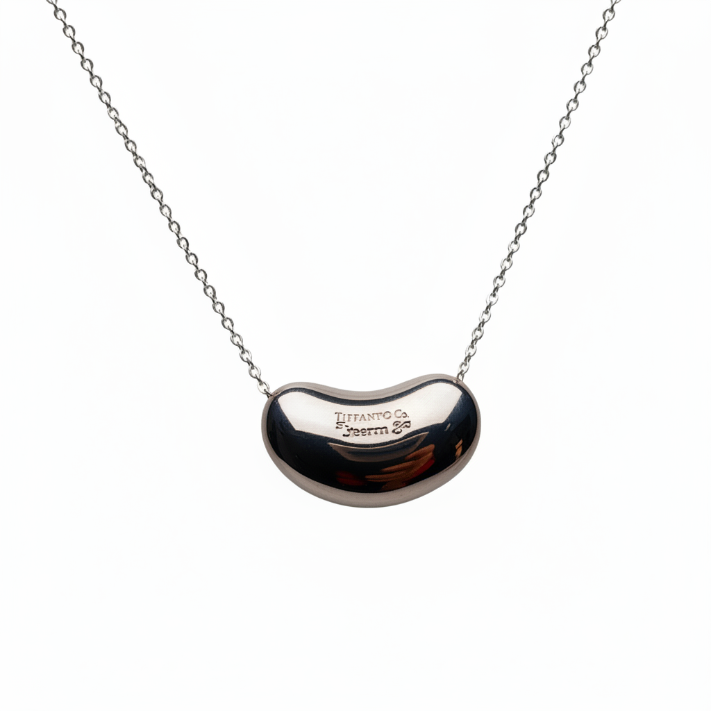 Tiffany & Co Elsa Peretti Bean Pendant Necklace Sterling Silver 16” 8g - Coyle Fine Jewelry & Timepieces