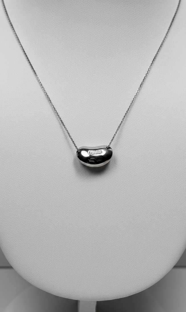 Tiffany & Co Elsa Peretti Bean Pendant Necklace Sterling Silver 16” 8g - Coyle Fine Jewelry & Timepieces