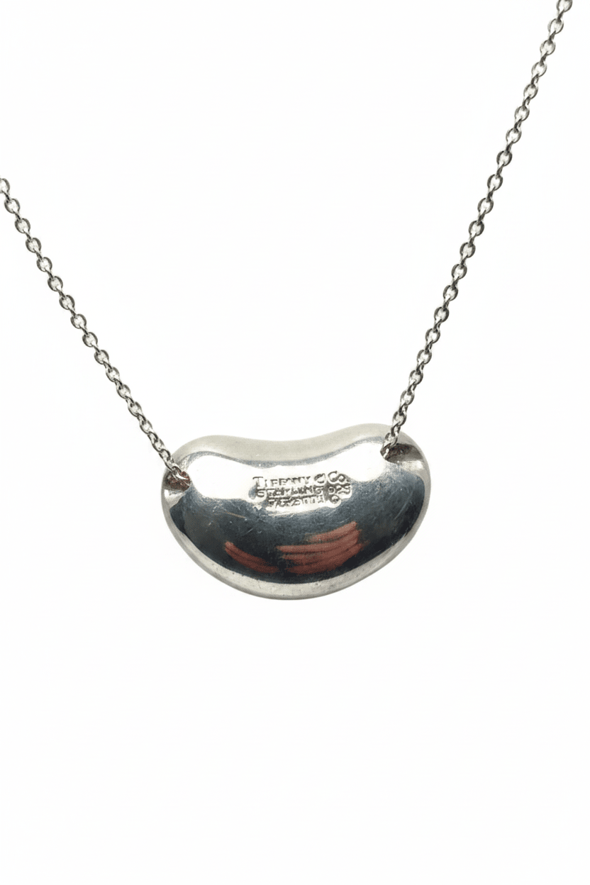 Tiffany & Co Elsa Peretti Bean Pendant Necklace Sterling Silver 16” 8g - Coyle Fine Jewelry & Timepieces