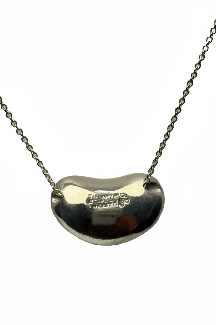 Tiffany & Co Elsa Peretti Bean Pendant Necklace Sterling Silver 16” 8g - Coyle Fine Jewelry & Timepieces