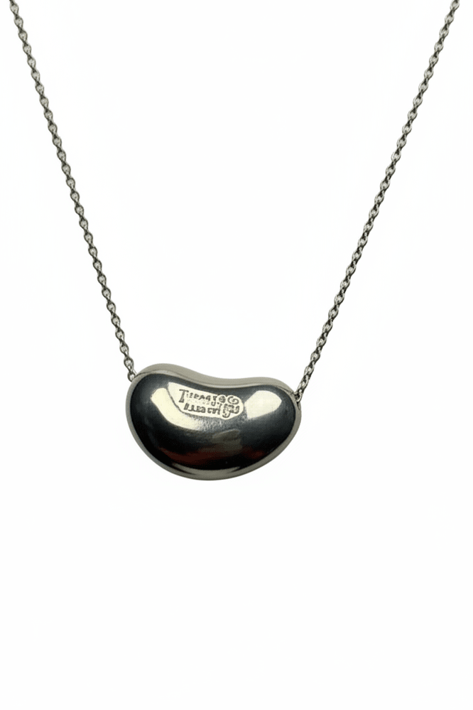 Tiffany & Co Elsa Peretti Bean Pendant Necklace Sterling Silver 16” 8g - Coyle Fine Jewelry & Timepieces
