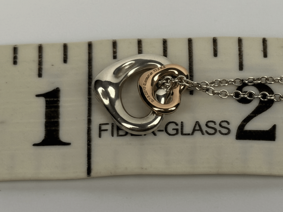 Tiffany & Co Elsa Peretti Open Heart Necklace Sterling Silver 18K Gold 26g - Coyle Fine Jewelry & Timepieces