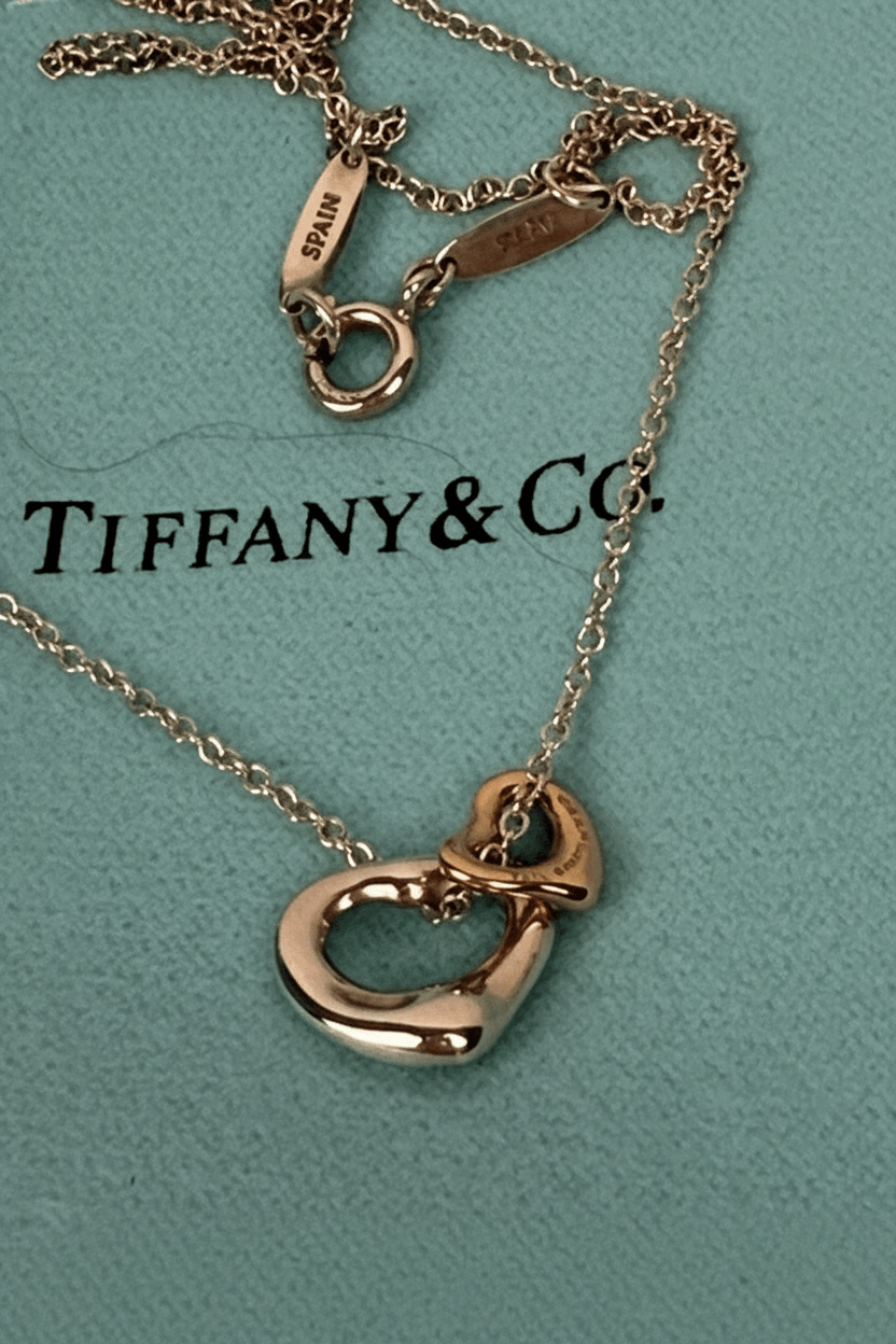 Tiffany & Co Elsa Peretti Open Heart Necklace Sterling Silver 18K Gold 26g - Coyle Fine Jewelry & Timepieces