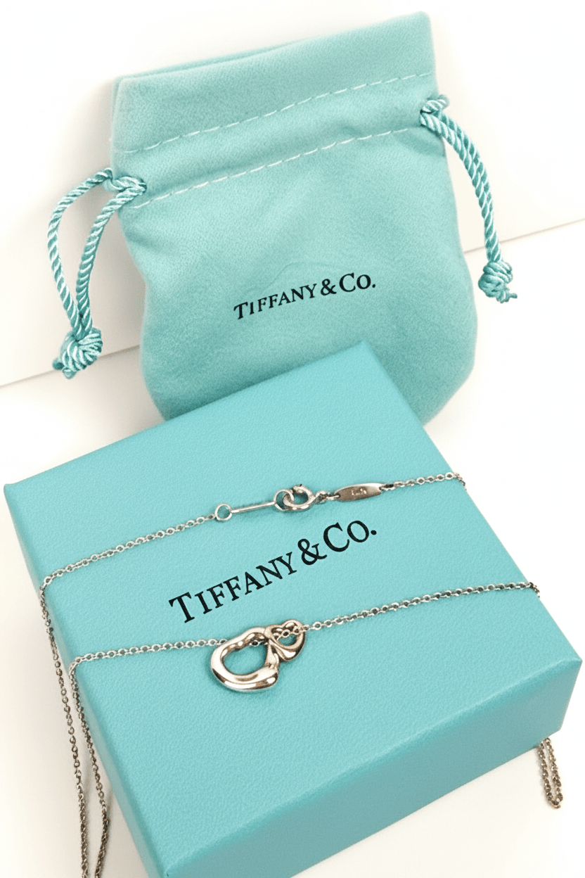Tiffany & Co Elsa Peretti Open Heart Necklace Sterling Silver 18K Gold 26g - Coyle Fine Jewelry & Timepieces