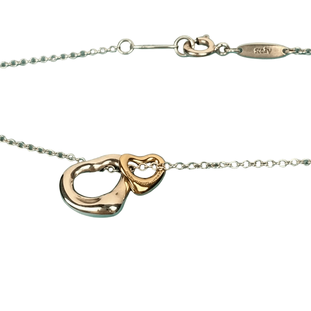 Tiffany & Co Elsa Peretti Open Heart Necklace Sterling Silver 18K Gold 26g - Coyle Fine Jewelry & Timepieces
