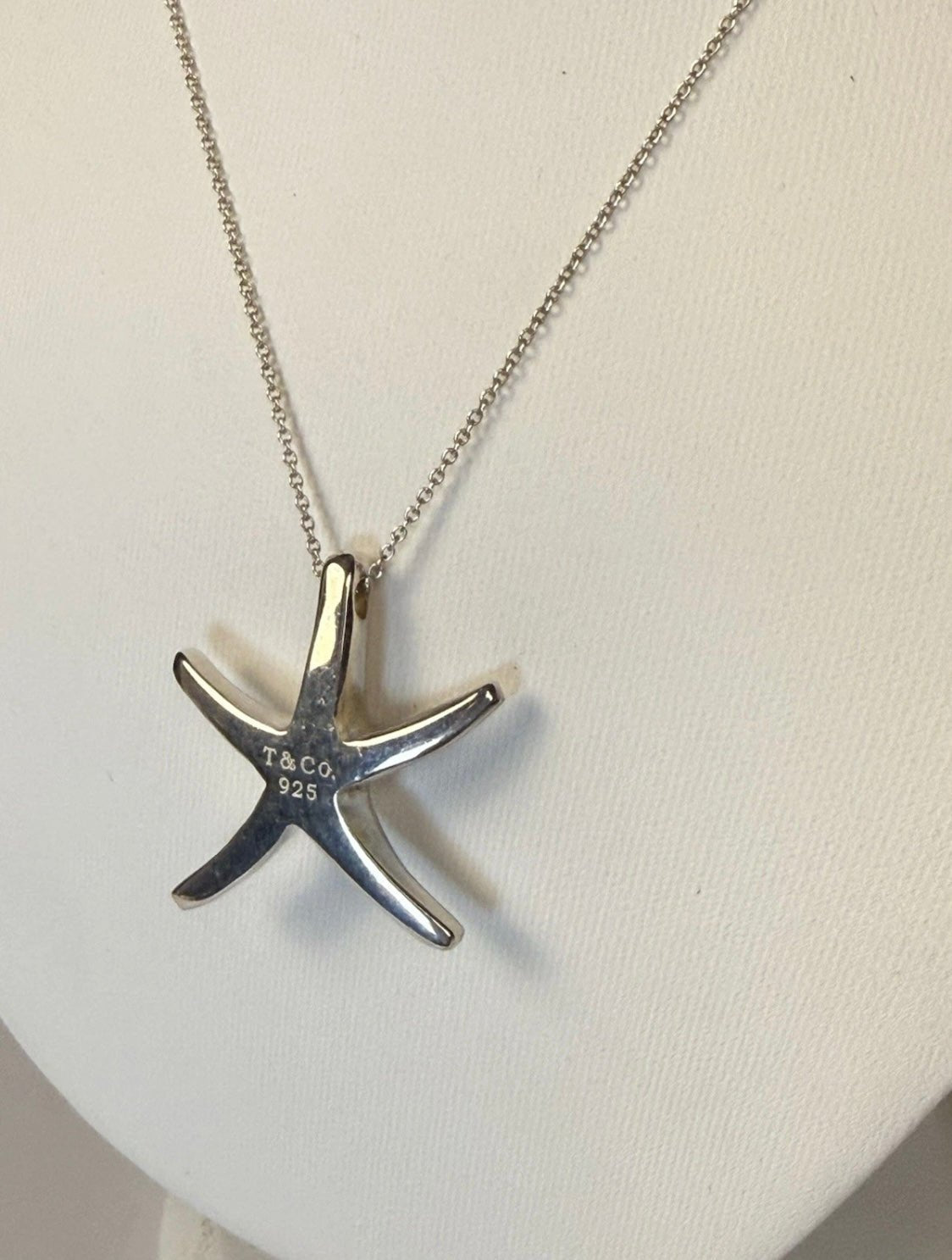 Tiffany & Co Elsa Peretti Starfish Pendant Necklace 16” Sterling Silver 925 - Coyle Fine Jewelry & Timepieces