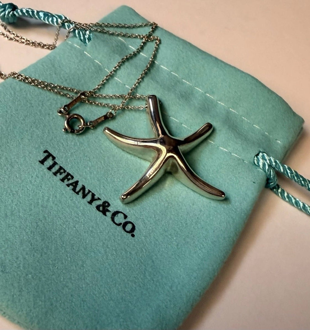 Tiffany & Co Elsa Peretti Starfish Pendant Necklace 16” Sterling Silver 925 - Coyle Fine Jewelry & Timepieces