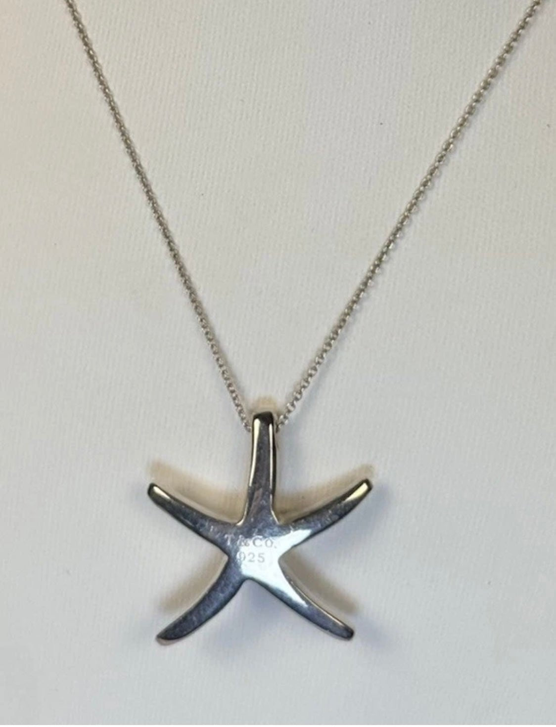 Tiffany & Co Elsa Peretti Starfish Pendant Necklace 16” Sterling Silver 925 - Coyle Fine Jewelry & Timepieces