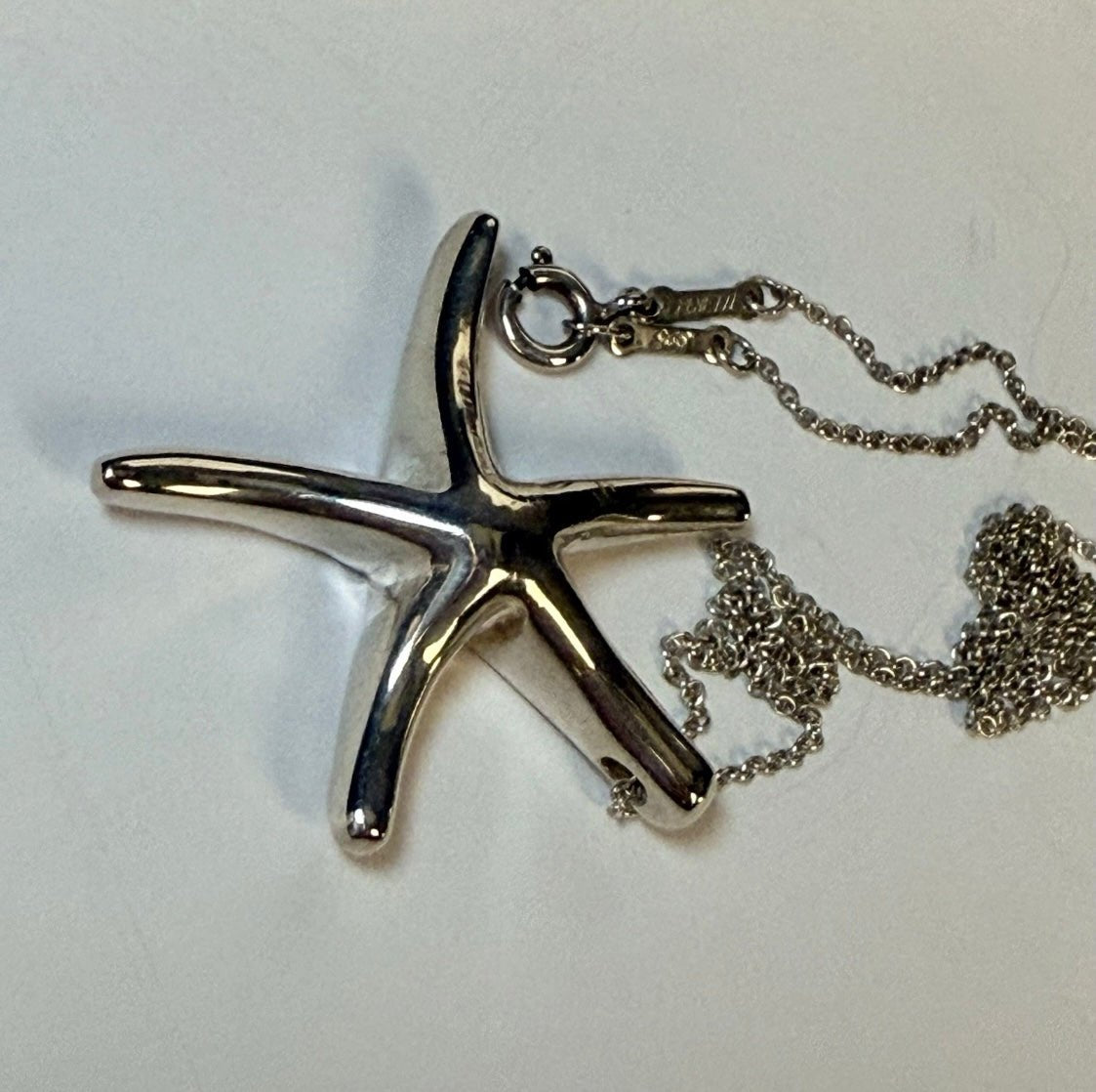 Tiffany & Co Elsa Peretti Starfish Pendant Necklace 16” Sterling Silver 925 - Coyle Fine Jewelry & Timepieces