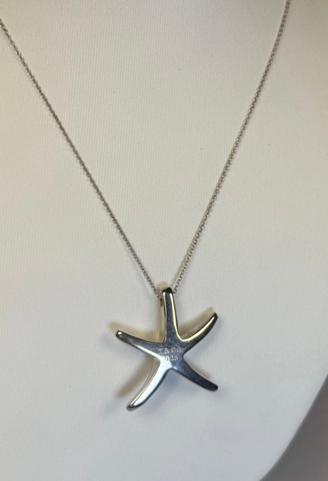 Tiffany & Co Elsa Peretti Starfish Pendant Necklace 16” Sterling Silver 925 - Coyle Fine Jewelry & Timepieces
