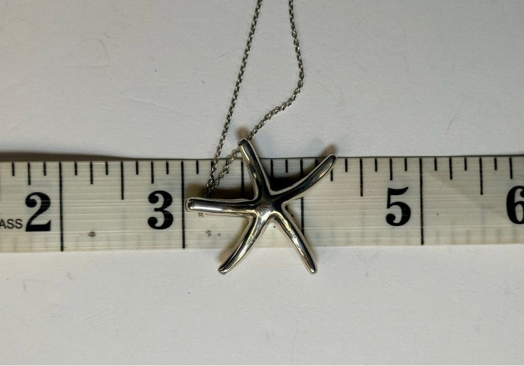Tiffany & Co Elsa Peretti Starfish Pendant Necklace 16” Sterling Silver 925 - Coyle Fine Jewelry & Timepieces