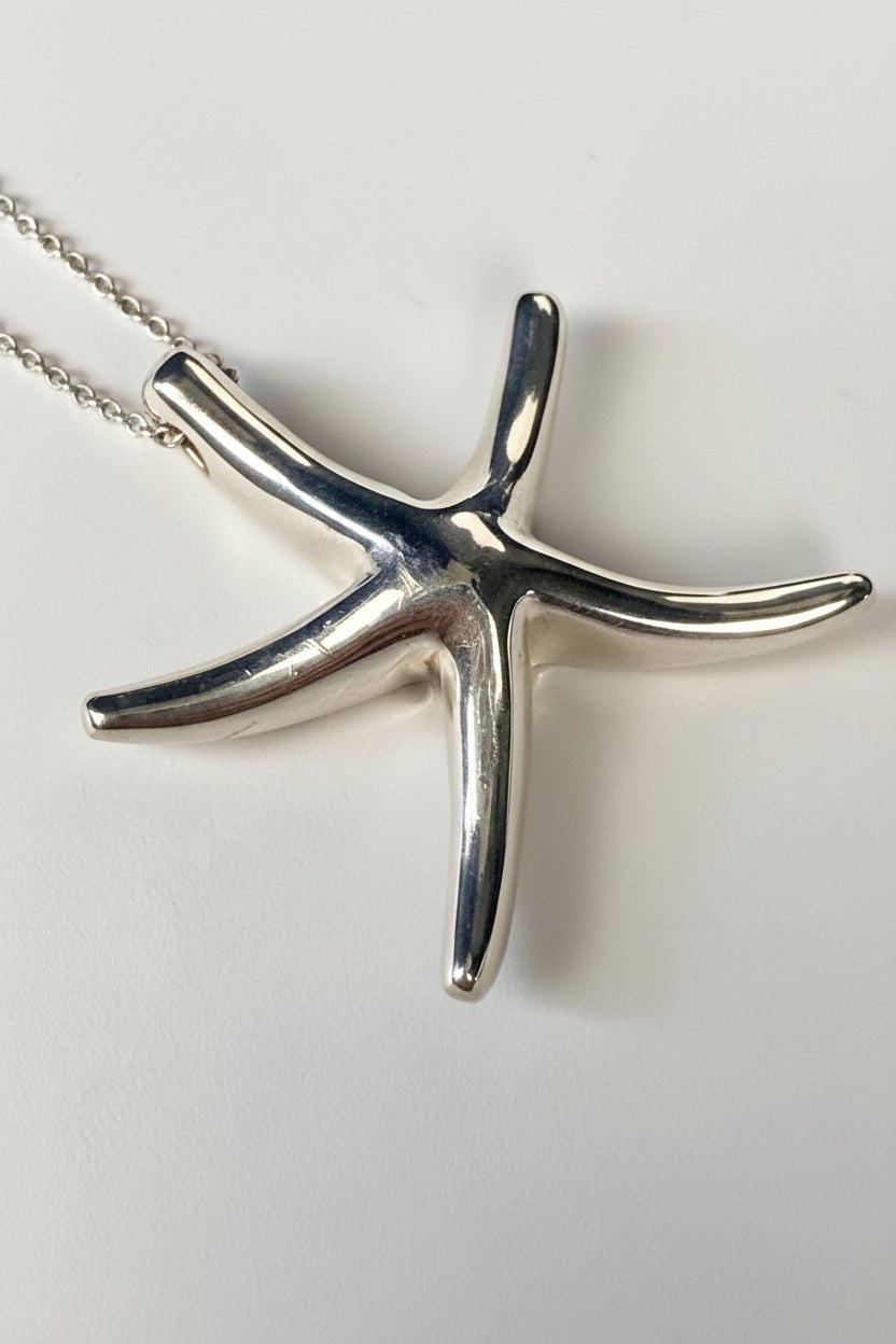 Tiffany & Co Elsa Peretti Starfish Pendant Necklace 16” Sterling Silver 925 - Coyle Fine Jewelry & Timepieces