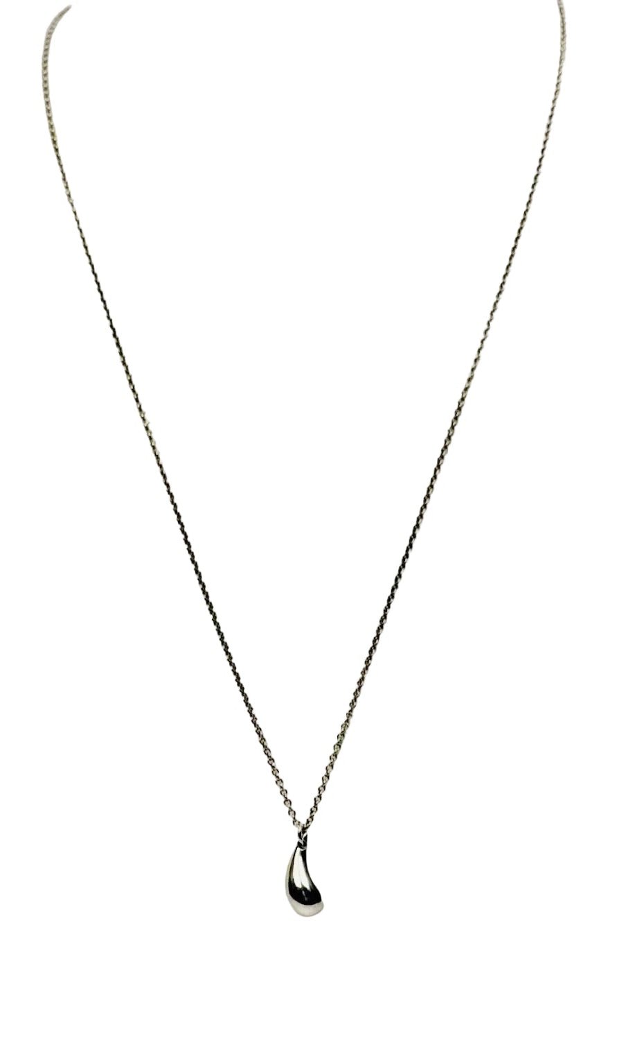 Tiffany & Co Elsa Peretti Teardrop Necklace Sterling Silver Pendant 16” 28g - Coyle Fine Jewelry & Timepieces