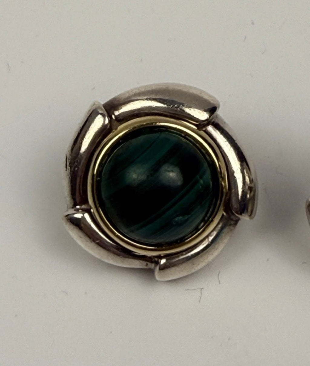 Tiffany & Co Malachite Earrings 925 Sterling Silver 750 Gold Omega Clip Signed - Coyle Fine Jewelry & Timepieces