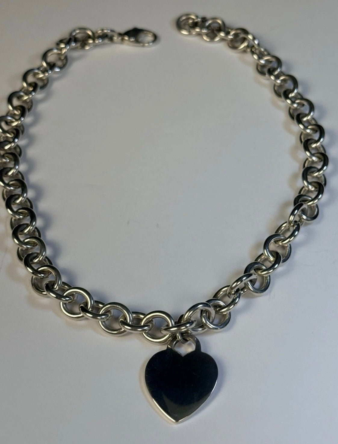 Tiffany & Co. Sterling Silver Heart Tag Necklace 16” 66.3 Grams Signed - Coyle Fine Jewelry & Timepieces