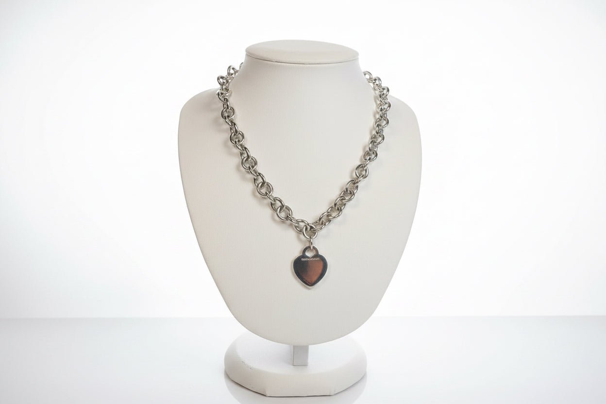 Tiffany & Co. Sterling Silver Heart Tag Necklace 16” 66.3 Grams Signed - Coyle Fine Jewelry & Timepieces