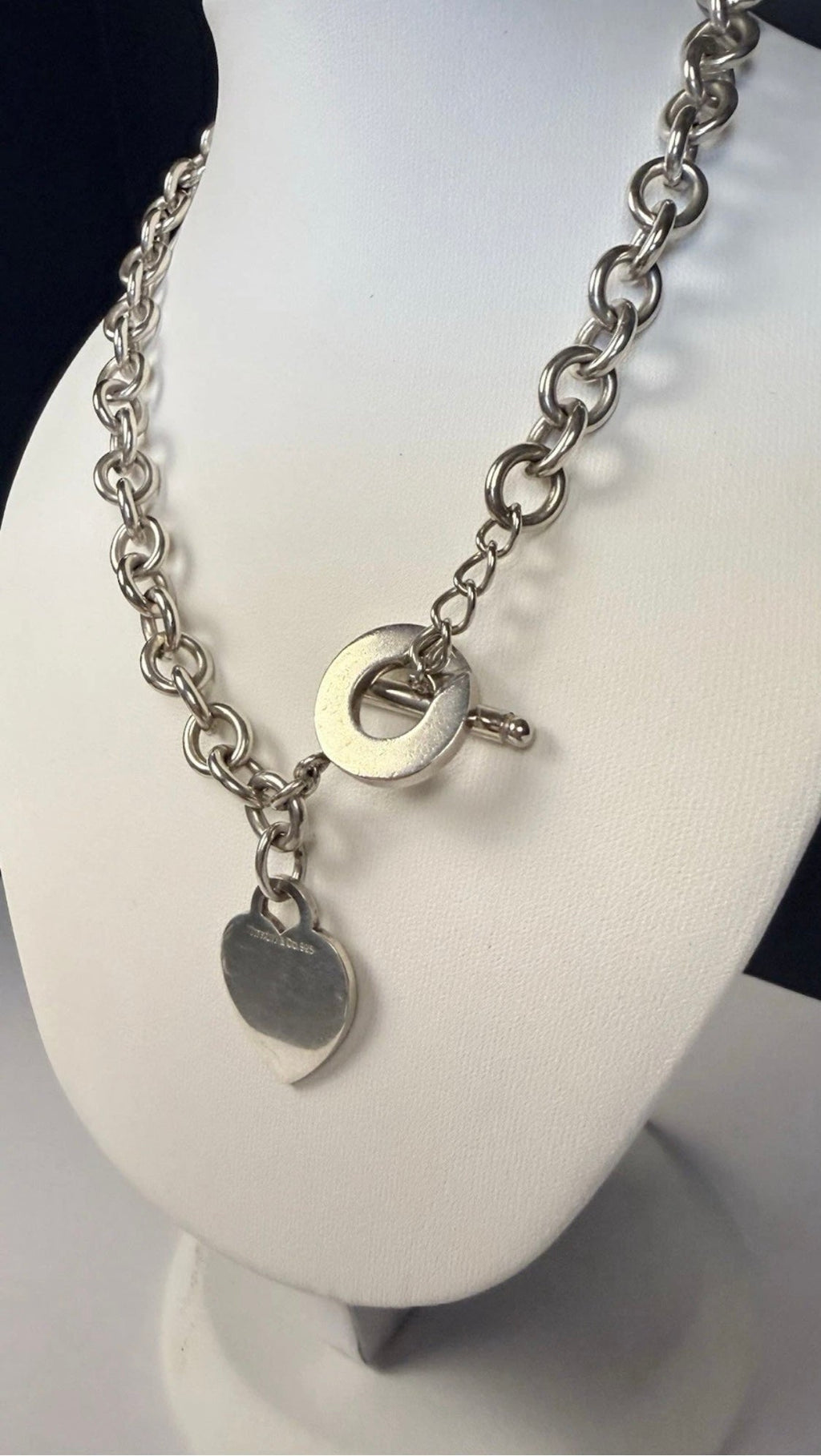 Tiffany & Co Sterling Silver Heart Tag Toggle Necklace 16in 74.1g w Pouch - Coyle Fine Jewelry & Timepieces