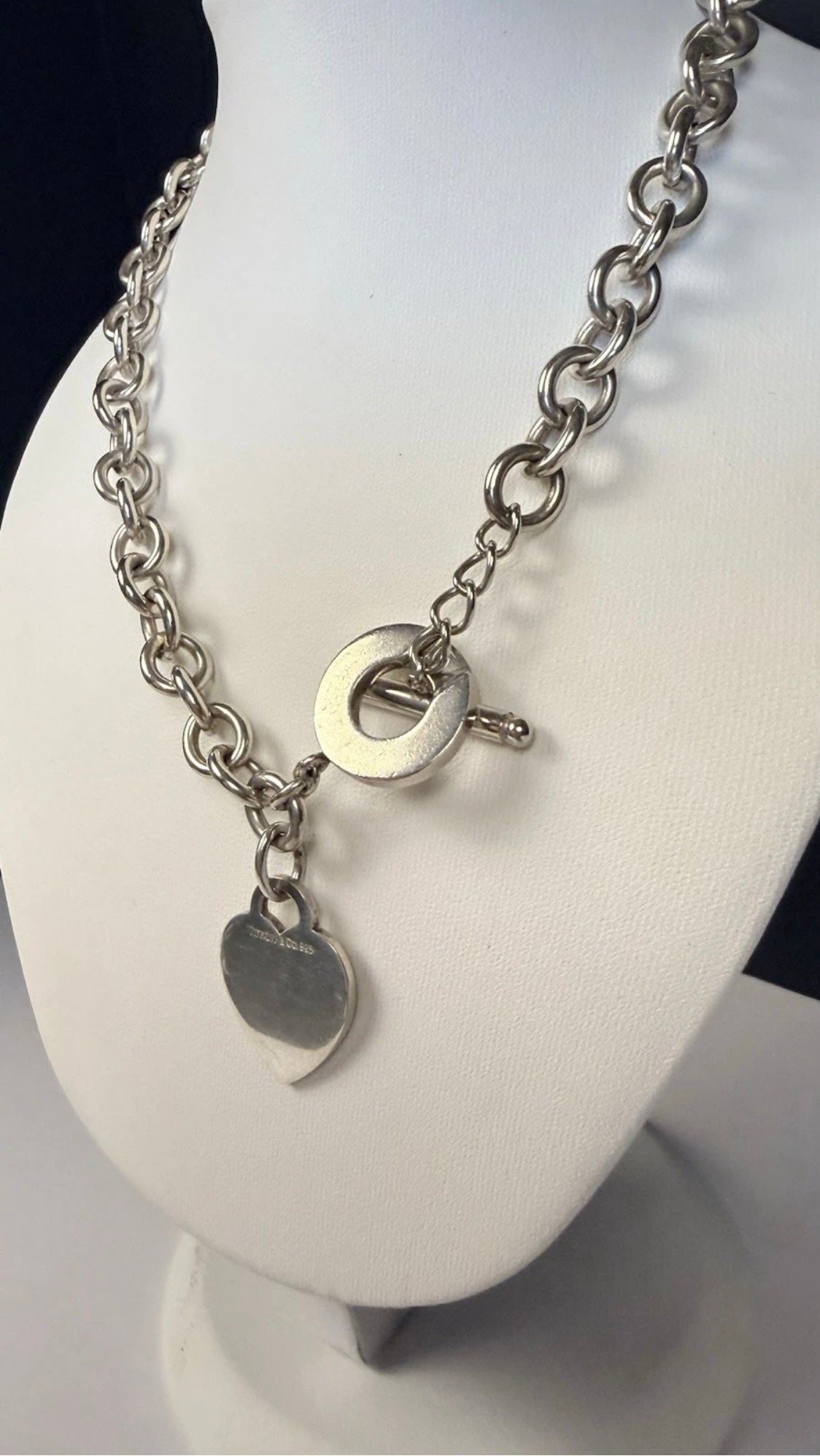 Tiffany & Co Sterling Silver Heart Tag Toggle Necklace 16in 74.1g w Pouch - Coyle Fine Jewelry & Timepieces