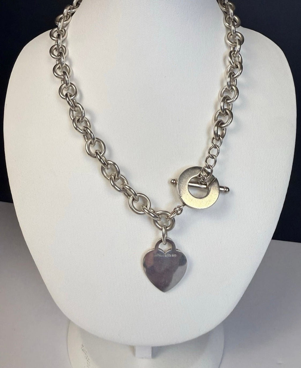 Tiffany & Co Sterling Silver Heart Tag Toggle Necklace 16in 74.1g w Pouch - Coyle Fine Jewelry & Timepieces