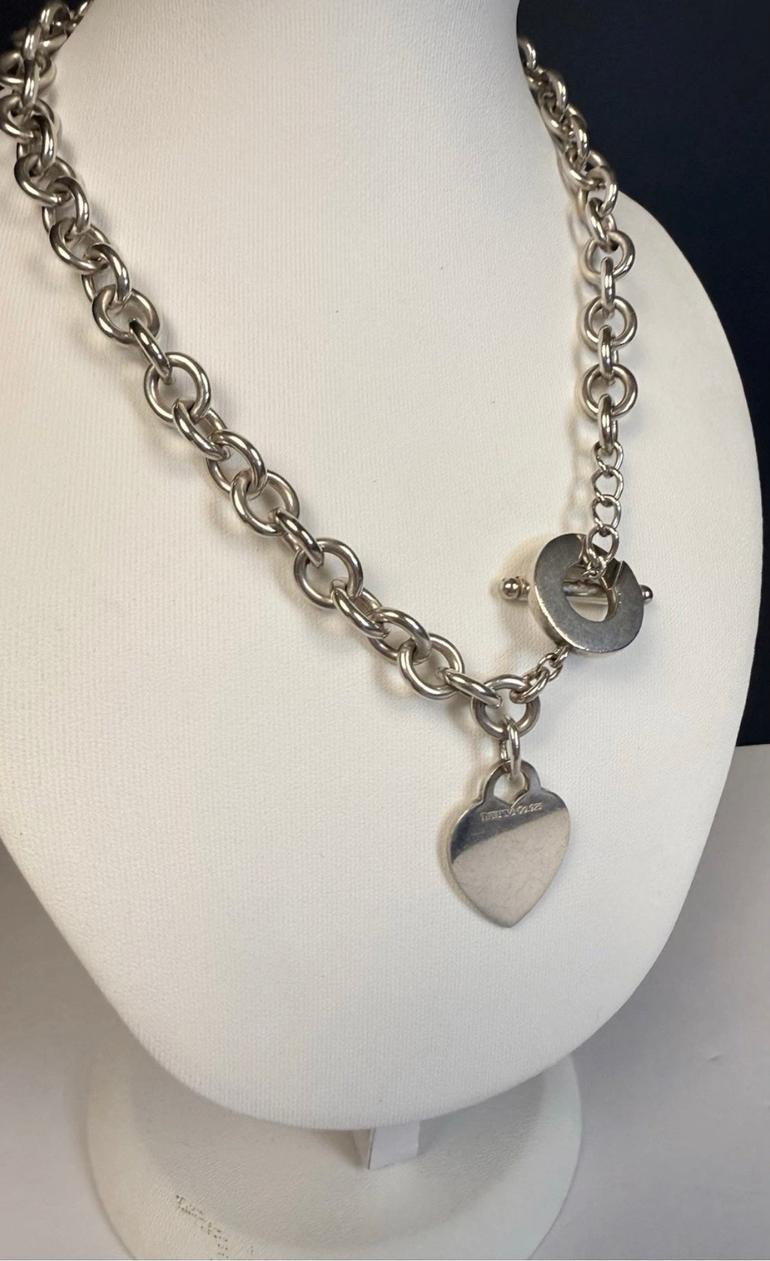 Tiffany & Co Sterling Silver Heart Tag Toggle Necklace 16in 74.1g w Pouch - Coyle Fine Jewelry & Timepieces