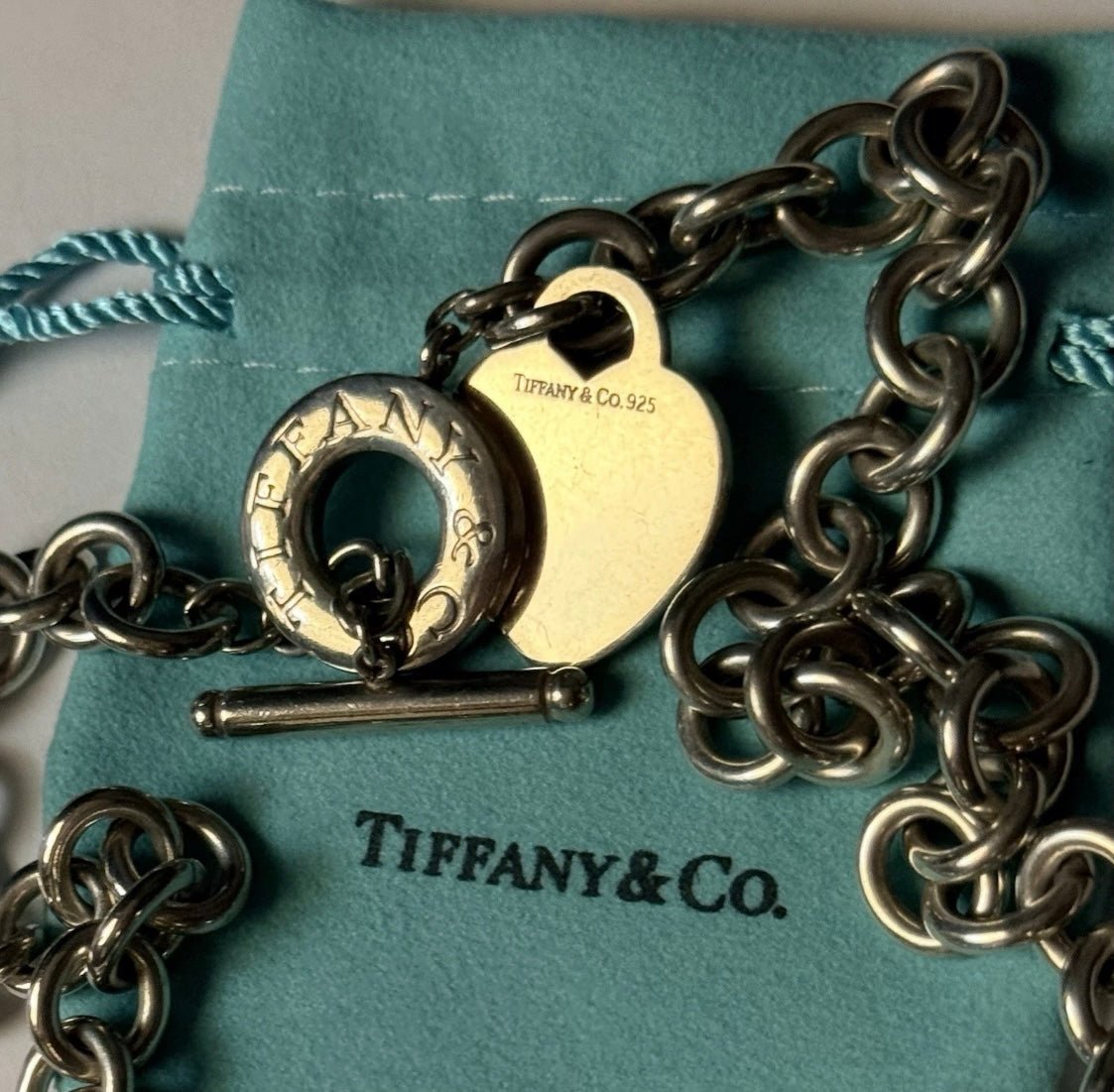 Tiffany & Co Sterling Silver Heart Tag Toggle Necklace 16in 74.1g w Pouch - Coyle Fine Jewelry & Timepieces