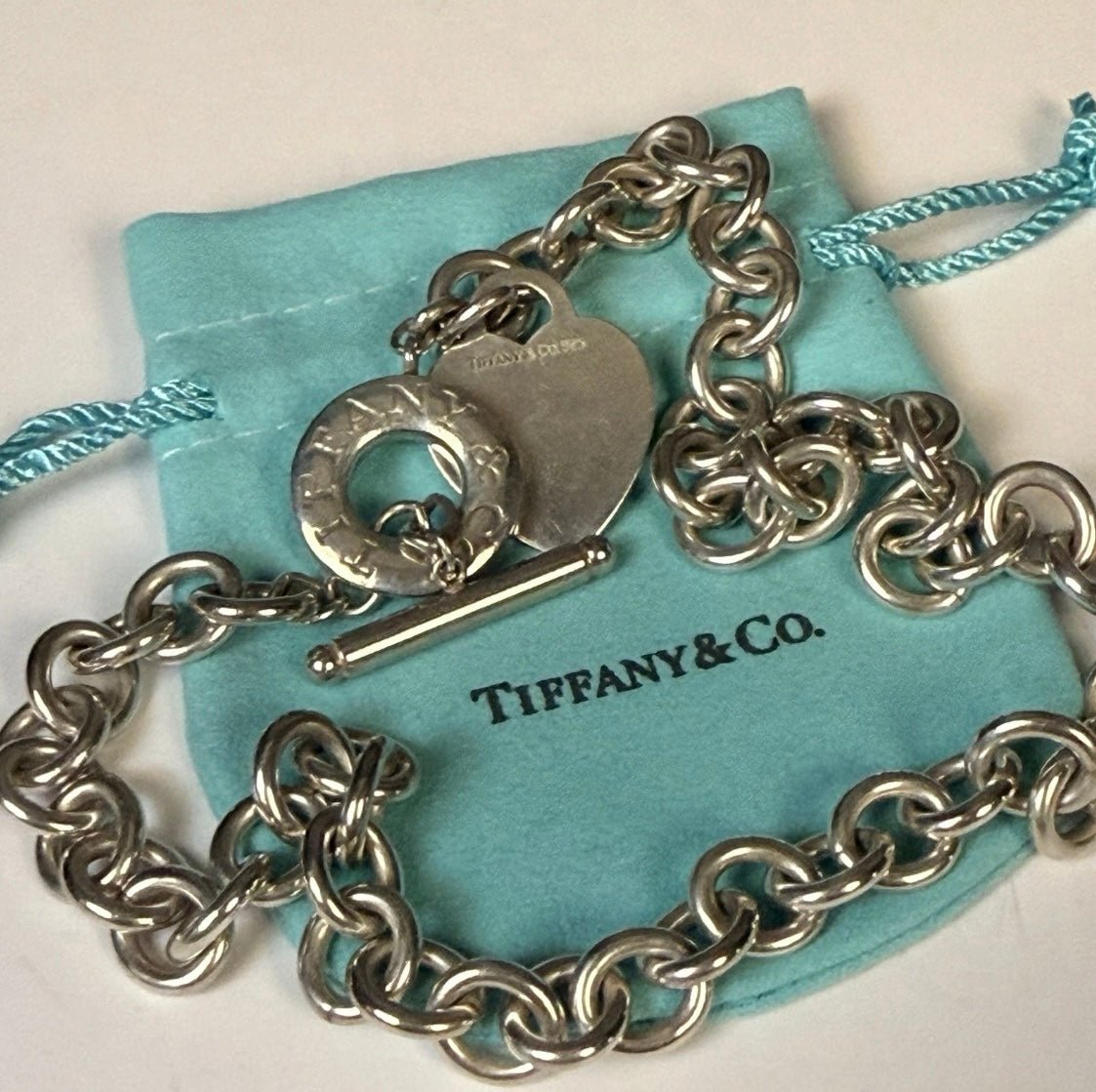 Tiffany & Co Sterling Silver Heart Tag Toggle Necklace 16in 74.1g w Pouch - Coyle Fine Jewelry & Timepieces