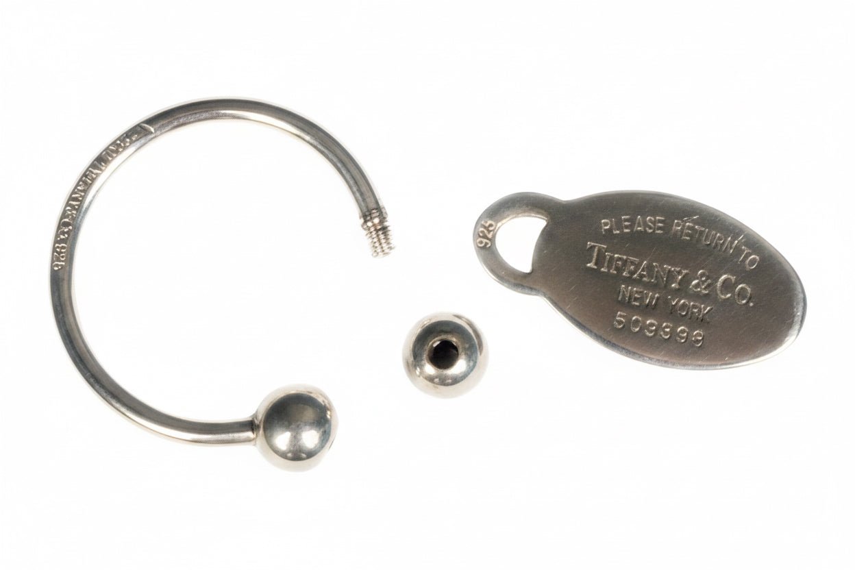 Tiffany & Co. Sterling Silver Oval Tag Key Ring Keychain | 925 Silver | 28.8g - Coyle Fine Jewelry & Timepieces