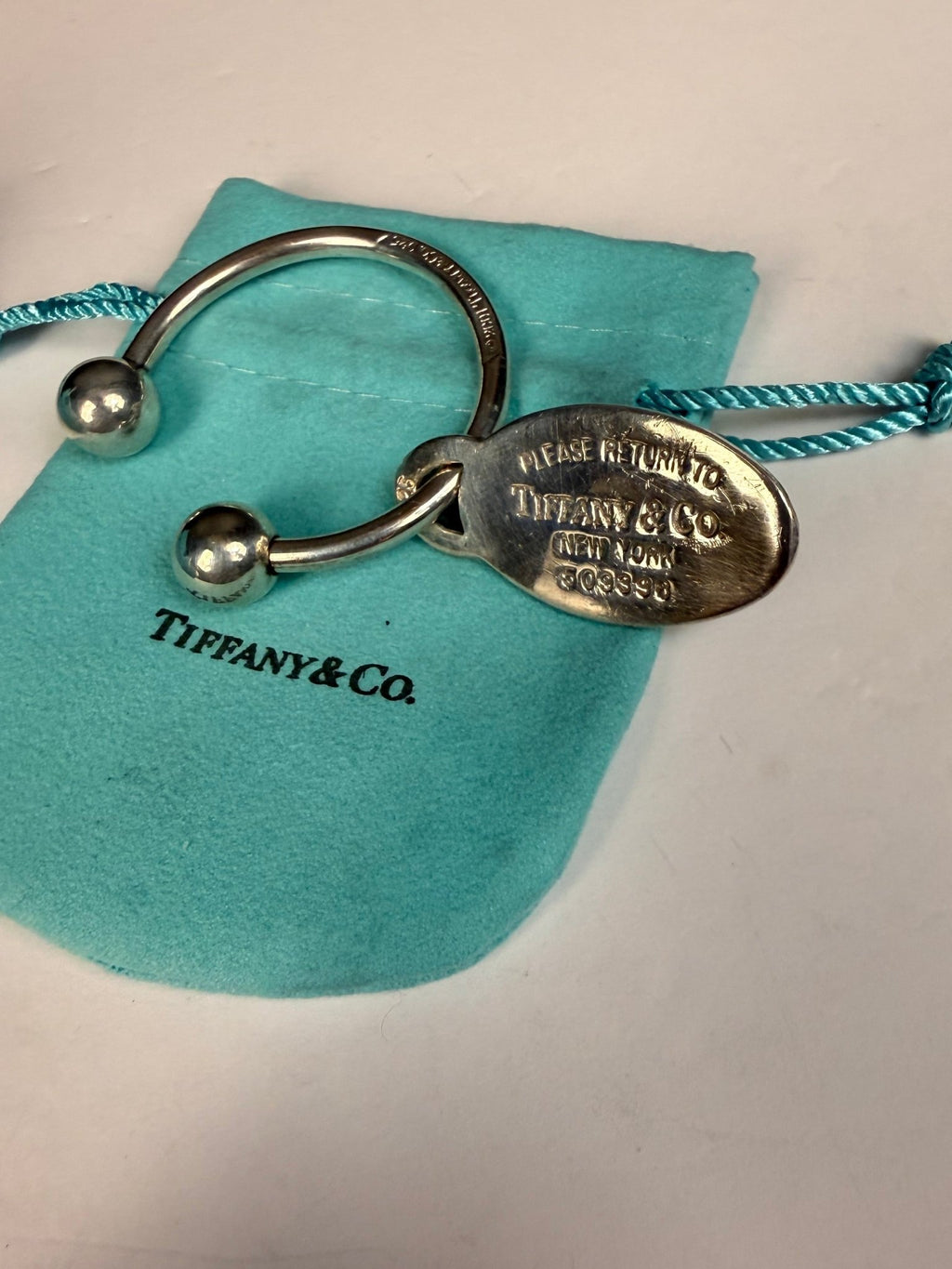 Tiffany & Co. Sterling Silver Oval Tag Key Ring Keychain | 925 Silver | 28.8g - Coyle Fine Jewelry & Timepieces