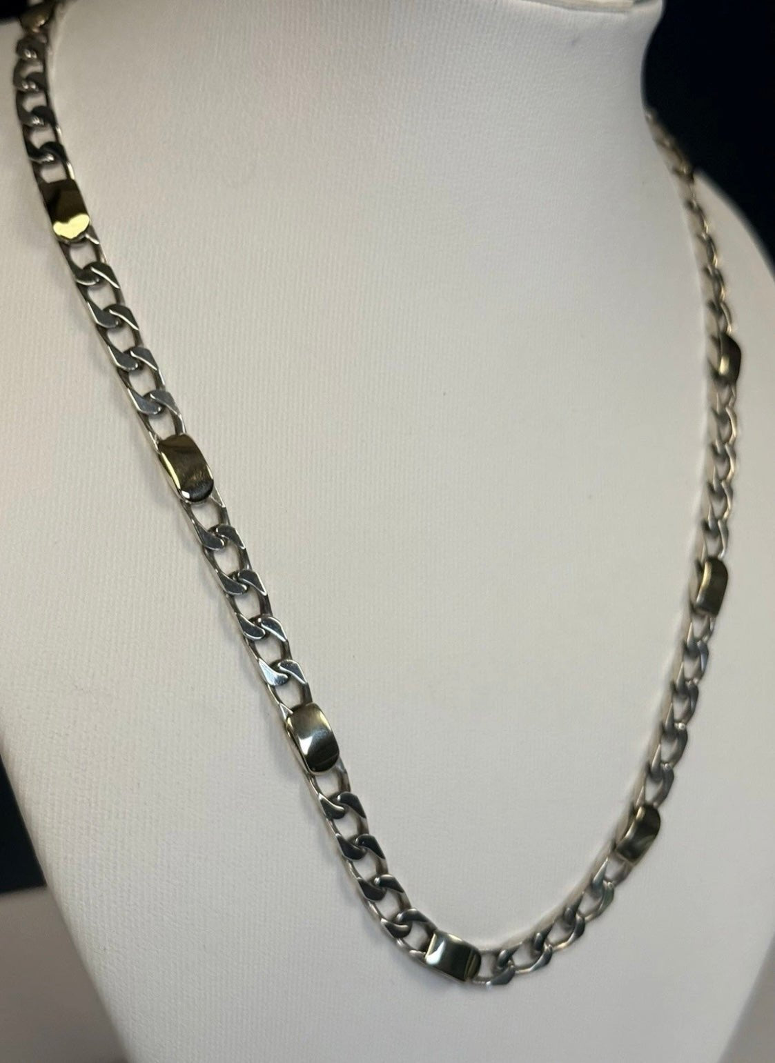 Tiffany & Co. Vintage Sterling Silver 925 & 18K Gold Figaro Link Necklace 17.5” - Coyle Fine Jewelry & Timepieces