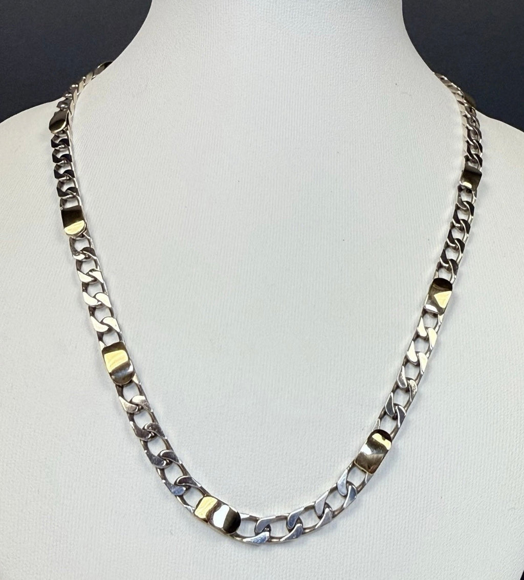 Tiffany & Co. Vintage Sterling Silver 925 & 18K Gold Figaro Link Necklace 17.5” - Coyle Fine Jewelry & Timepieces