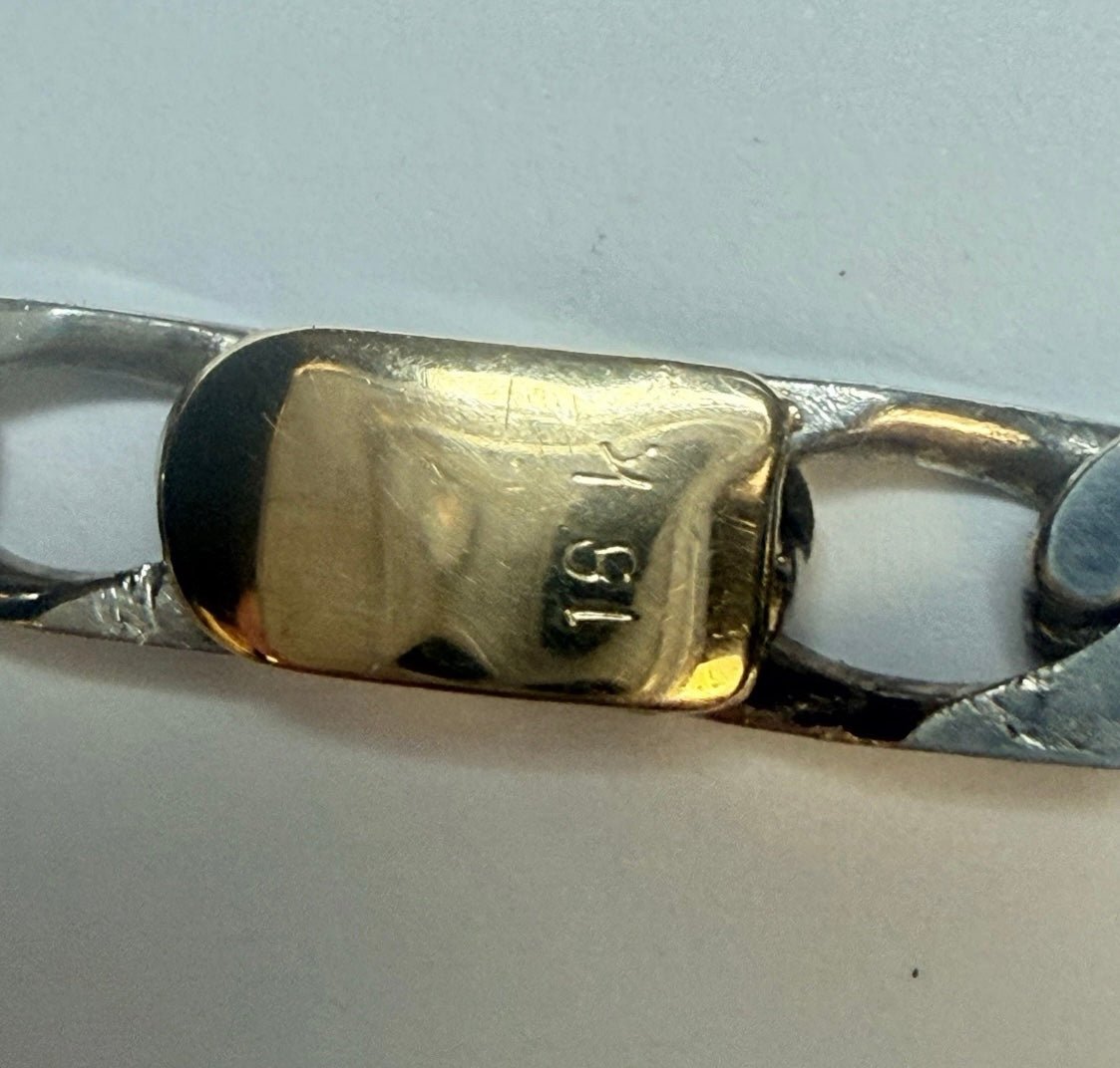 Tiffany & Co. Vintage Sterling Silver 925 & 18K Gold Figaro Link Necklace 17.5” - Coyle Fine Jewelry & Timepieces