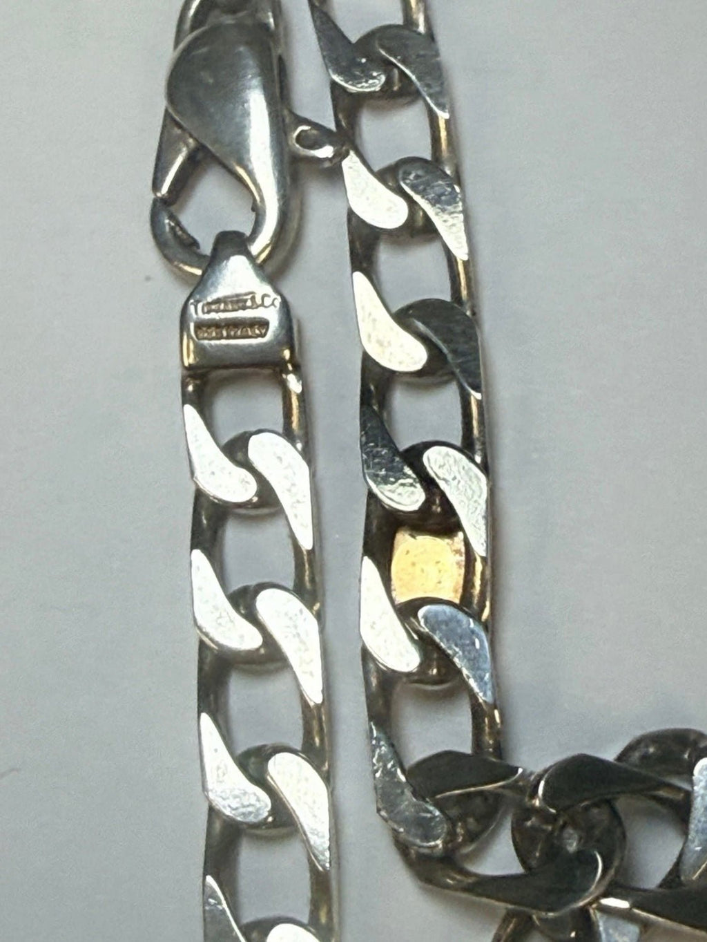 Tiffany & Co. Vintage Sterling Silver 925 & 18K Gold Figaro Link Necklace 17.5” - Coyle Fine Jewelry & Timepieces