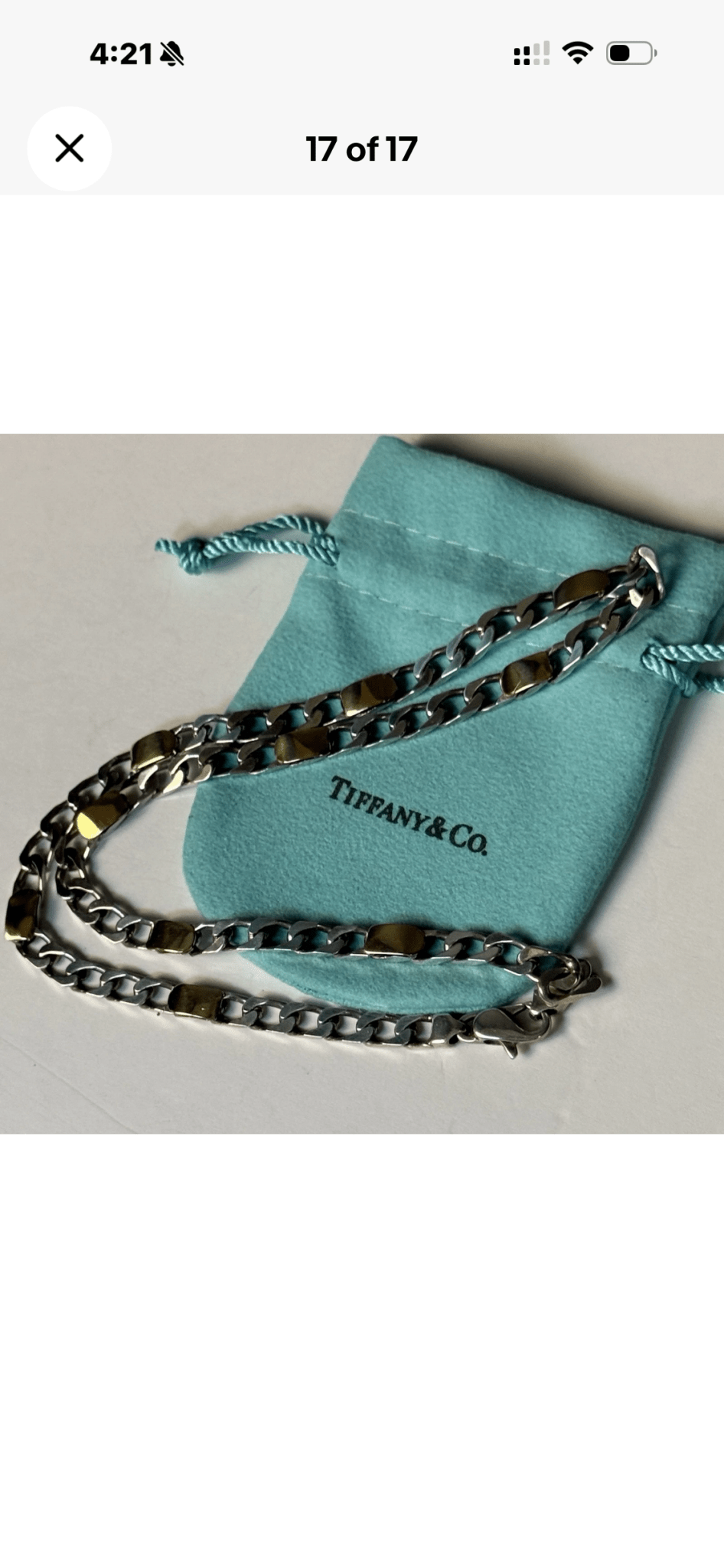 Tiffany & Co. Vintage Sterling Silver 925 & 18K Gold Figaro Link Necklace 17.5” - Coyle Fine Jewelry & Timepieces