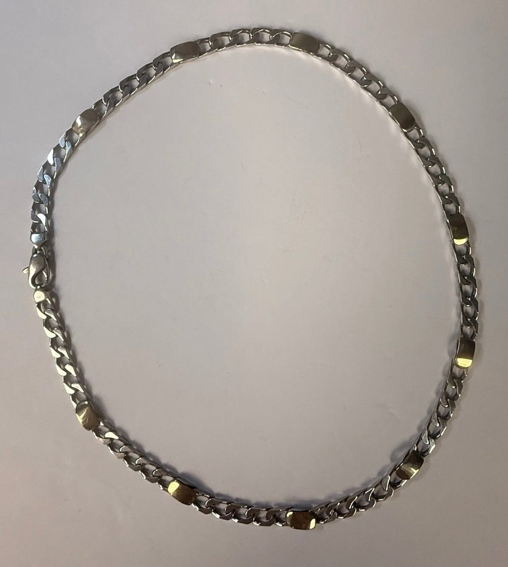 Tiffany & Co. Vintage Sterling Silver 925 & 18K Gold Figaro Link Necklace 17.5” - Coyle Fine Jewelry & Timepieces