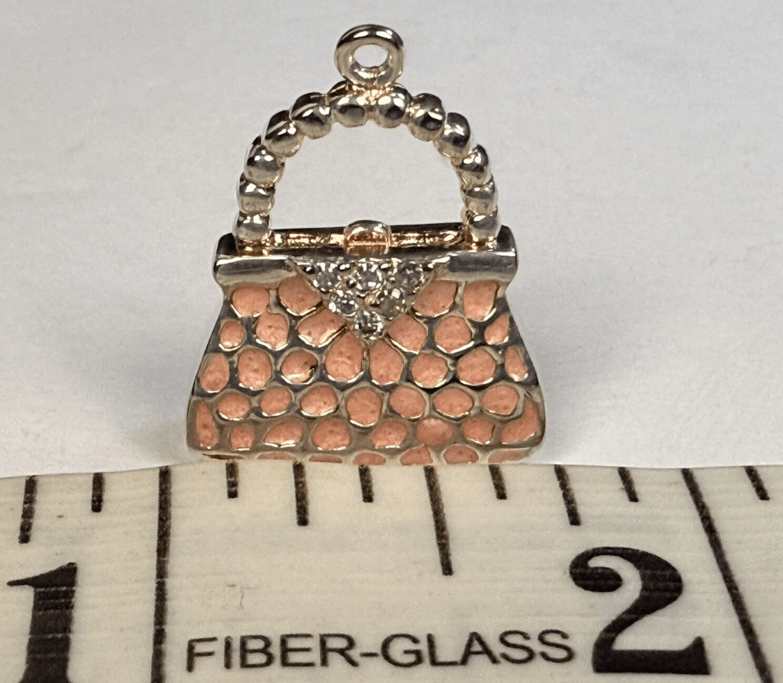 Vintage Tiffany & Co. Elsa Peretti Purse Handbag Pendant Pink Enamel Sterling Silver 8.4g - Coyle Fine Jewelry & Timepieces